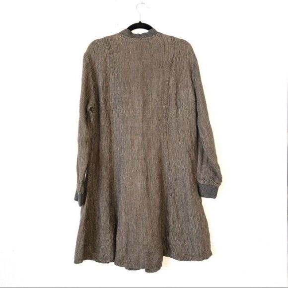 Vintage Flax by Jeanne Engelhart 100% Linen Snap Button Front Dress‎ Size Medium - Picture 4 of 5